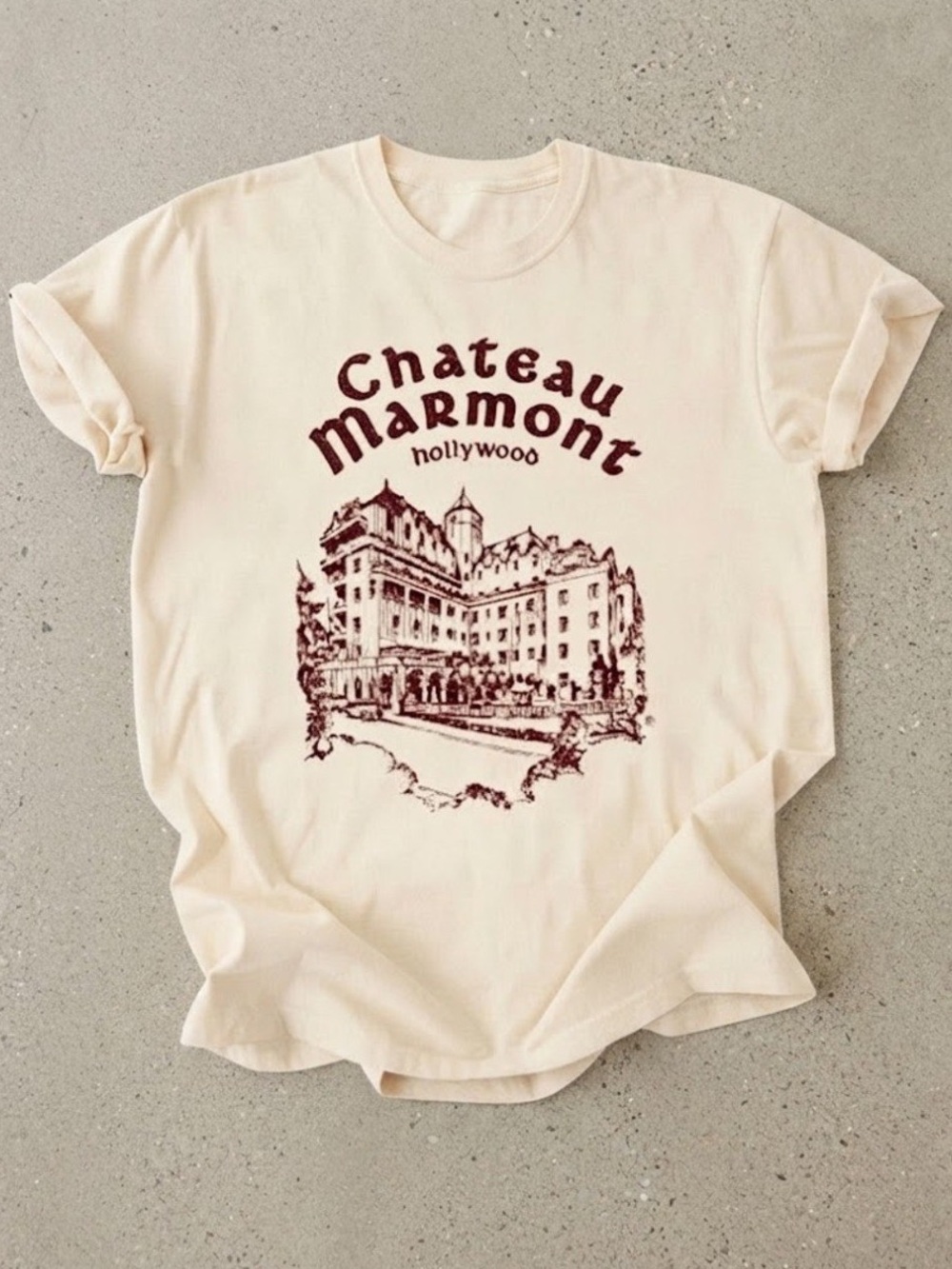 Chateau Marmont Hollywood Building Graphic Cotton Gildan T-Shirt